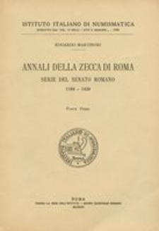 Annali della zecca di Roma : serie del Senato Romane 1184-1439. P. 1