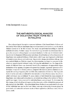 The anthropological analysis of skeletons from tomb no. 2 in Malżyce