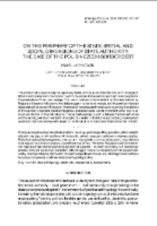 On the periphery of the state: spatial and social dimensions of state authority. The case of the Polish-Czech border debt