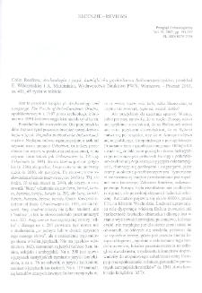 Archeologia i język. Łamigł&oacute;wka pochodzenia Indoeuropejczyk&oacute;w, Colin Renfrew, przekład E. Wilczyńskiej i A. Marciniaka, Warszawa-Poznań 2001 : [recenzja]