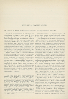 Mathematics and Computers in Archeology, J. E. Doran , F. R. Hodson, Cambridge, Mass. 1975 : [recenzja]