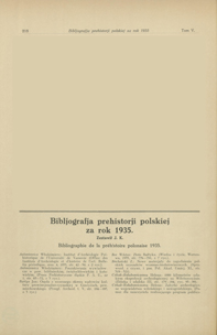Bibljografja prehistorji polskiej za rok 1935