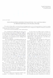 Siedlungsarch&auml;ologische Beobachtung zum Landesausbau im fr&uuml;hen Mittelalter (Westslowakei)