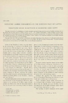 Neolithic Amber Ornaments in the Eastern Part of Latvia