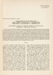 Chronometria radiowęglowa jako metoda badawcza w archeologii : możliwości, ograniczenia, perspektywy