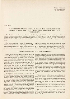 Flint mining among the early farming communities of Central Europe. P. 2, The basis of research into flint works hops