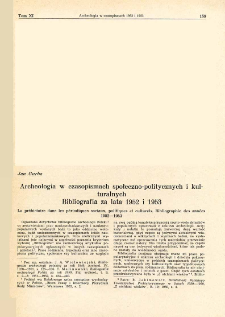 Archeologia w czasopismach społeczno-politycznych i kulturalnych : bibliografia za lata 1952 i 1953
