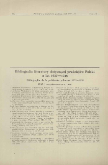 Bibliografia literatury dotyczącej pradziejów Polski z lat 1937-1938 [oraz] 1937 (z uzupełnieniami za r. 1936)