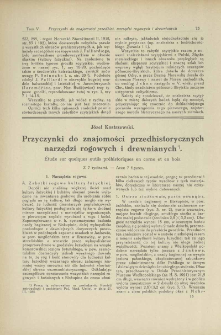 Przyczynki do znajomości przedhistorycznych narzędzi rogowych i drewnianych