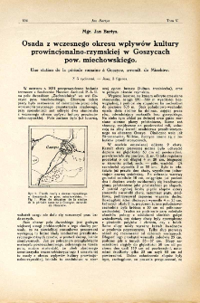 Osada z wczesnego okresu wpływ&oacute;w kultury prowincjonalno-rzymskiej w Goszycach pow. miechowskiego