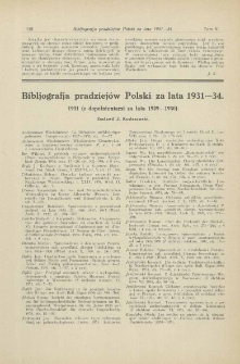 Bibljografja pradziejów Polski za lata 1931-34 : (z dopełnieniami za lata 1929-1930)