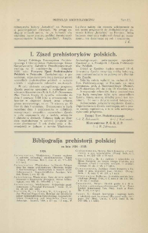 I. Zjazd prehistoryk&oacute;w polskich