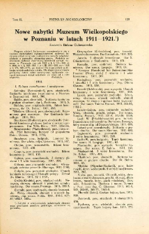 Nowe nabytki Muzeum Wielkopolskiego w Poznaniu w latach 1911-1921