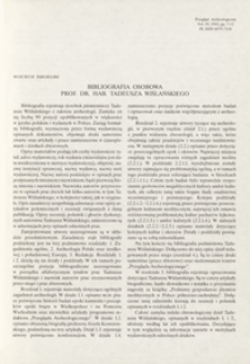 Bibliografia osobowa prof. dr. hab. Tadeusza Wiślańskiego
