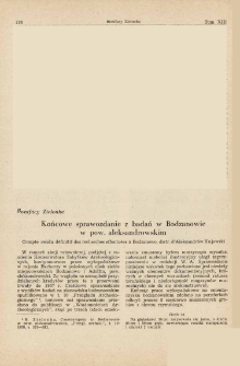 Końcowe sprawozdanie z badań w Bodzanowie w pow. aleksandrowskim