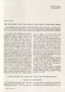 The Neolithic flint industries in the Vistula and Odra basins