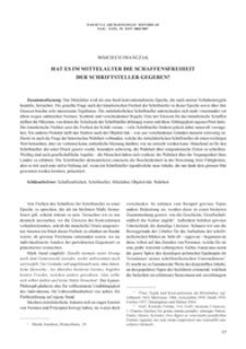 Hat es im Mittelalter die Schaffensfreiheit der Schriftsteller gegeben?