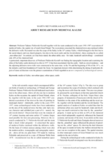 About Research on Medieval Kalisz