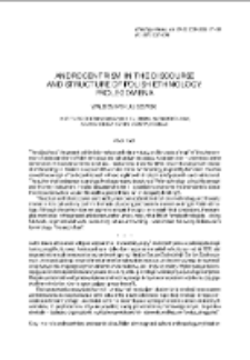Androcentrism in the Discourse and Structure of Polish Ethnology. Prolegomena