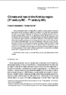 Climate and man in the Kraków region (3rd century BC – 7th century AD)