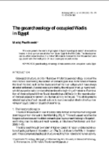 The geoarchaeology of occupied Wadis in Egypt