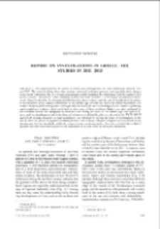 Report on Investigations in Greece. XIII. Studies in 2011&ndash;2013