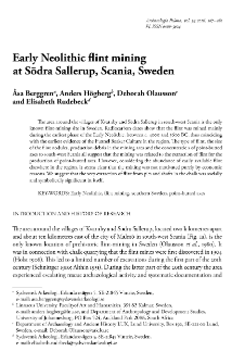 Early Neolithic flint mining at S&ouml;dra Sallerup, Scania, Sweden