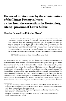 The use of erratic stone by the communities of the Linear Pottery culture: a view from the excavations in Kostomłoty, site 27, province of Lower Silesia1