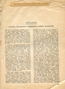 Budowa geologiczna i morfologia terenu Warszawy