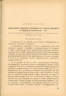 Działalność Wydziału Konserwacji i badań zabytków w terenie w latach 1945-1947