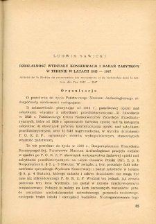 Działalność Wydziału Konserwacji i badań zabytk&oacute;w w terenie w latach 1945-1947