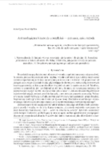 Antropologiczne klucze do przeszłości &mdash; poznanie, opis, metoda