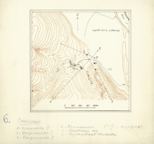 Mapa okolic Kostienek z naniesionymi stanowiskami