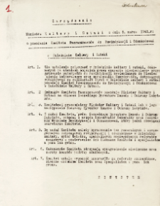 Zarządzenie Ministra Kultury i Sztuki z dnia 5. marca 1945 roku o powołaniu Komitetu Rzeczoznawców do Rewindykacji i Odszkodowań w Dziedzinie Kultury i Sztuki