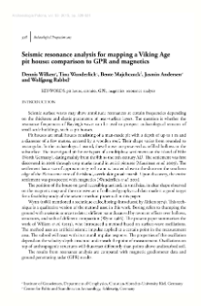 Seismic resonance analysis for mapping a Viking Age pit house: comparison to GPR and magnetic