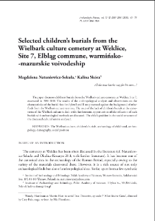 Selected children’s burials from the Wielbark culture cemetery at Weklice, Site 7, Elbląg commune, warmińsko-mazurskie voivodeship