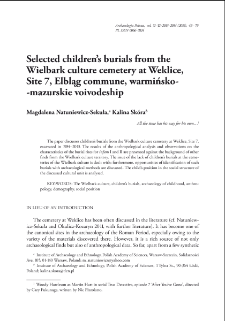 Selected children&rsquo;s burials from the Wielbark culture cemetery at Weklice, Site 7, Elbląg commune, warmińsko-mazurskie voivodeship