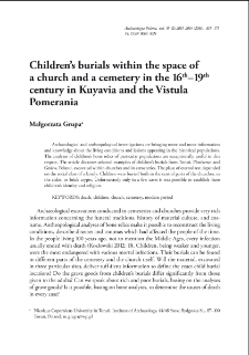 Children burials within the space of a church and a cemetery in the 16th&ndash;19th century in Kuyavia and the Vistula Pomerania