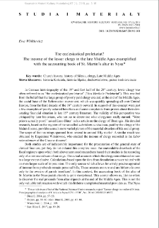 The ecclesiastical proletariat? The income of the lesser clergy in the late Middle Ages exemplified with the accounting book of St. Martin&rsquo;s altar in Nysa