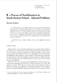 The Process of Neolithisation in South-Eastern Poland – Selected Problems