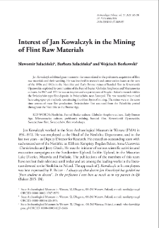 Interest of Jan Kowalczyk in the Mining of Flint Raw Materials
