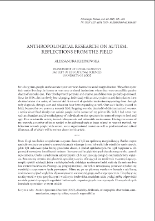 Anthropological Research on Autism. Reflections from the Field