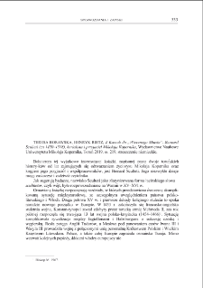 Z Kaszub do &bdquo;Wiecznego Miasta&rdquo;. Bernard Sculteti (ca 1450&ndash;1518), kurialista i przyjaciel Mikołaja Kopernika, Teresa Borawska, Henryk Rietz, Toruń 2019 : [recenzja]