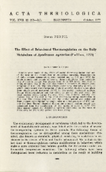 The effect of behavioural thermoregulation on the daily metabolism of Apodemus agrarius (Pallas, 1771)