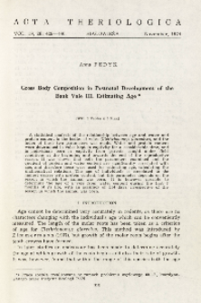 Gross body composition in postnatal development of the bank vole. III. Estimating age