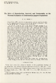 The roles of reproduction, survival, and territoriality in the seasonal dynamics of Clethrionomys gapperi populations