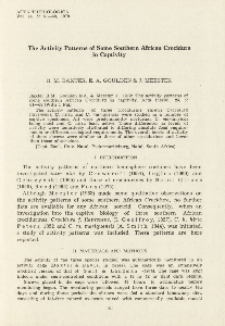 The activity patterns of some southern African Crocidura in captivity