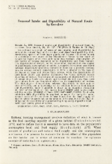 Seasonal intake and digestibility of natural foods by roe-deer