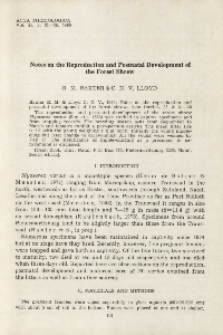 Notes on the reproduction and postnatal development of the forest shrew