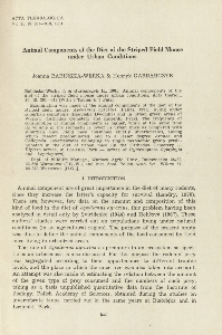 Animal components of the diet of the striped field mouse under urban conditions